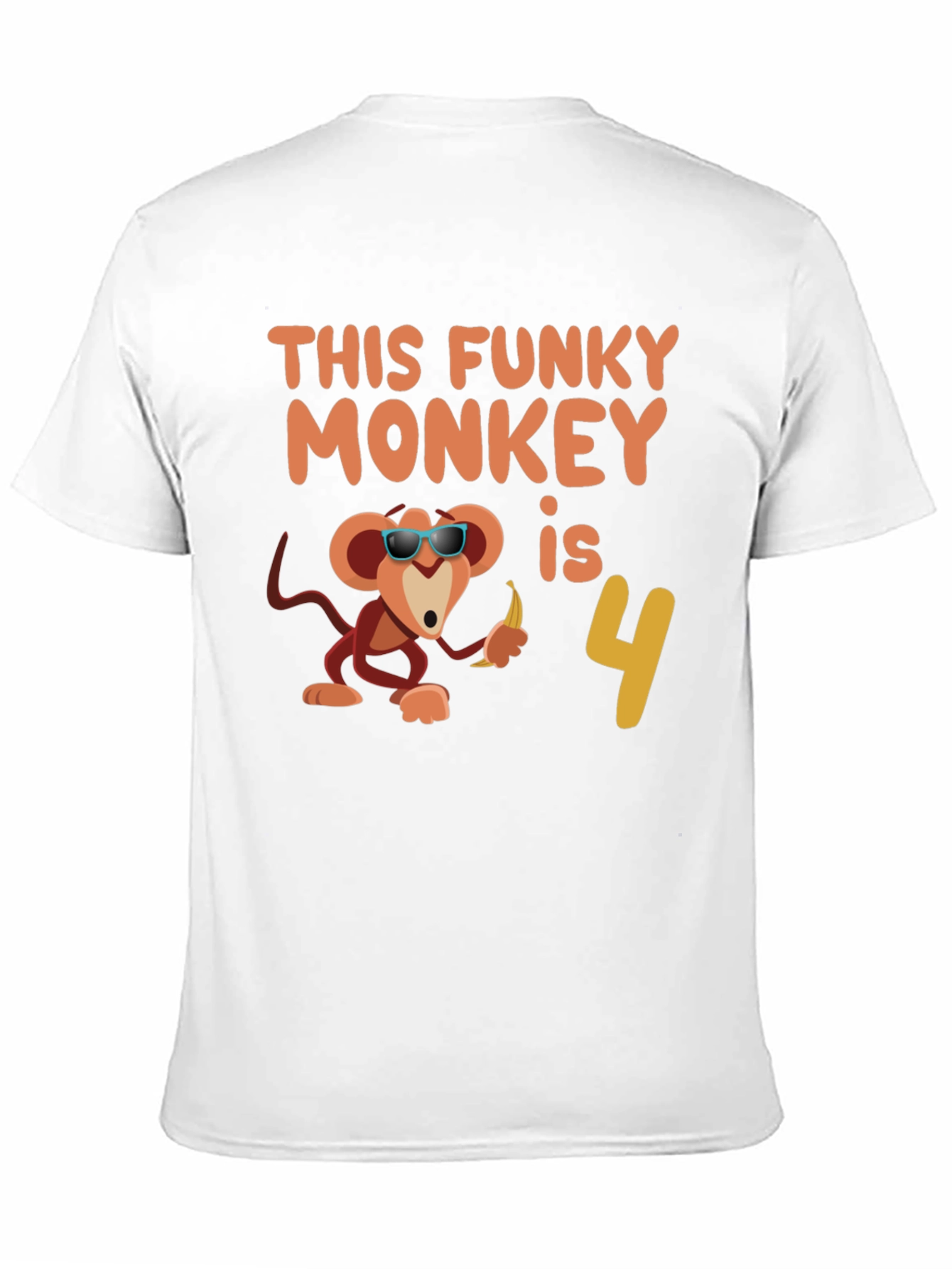Black Funky Monkey Birthday T-Shirt: 4th Birthday Apparel view 11