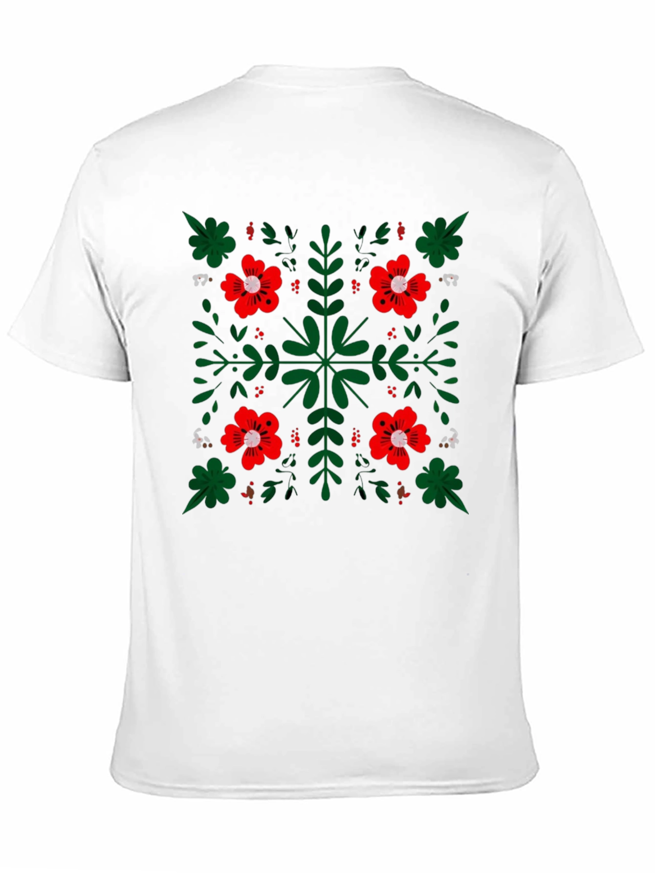 Black Floral Pattern Black Crew Neck T-Shirt view 11