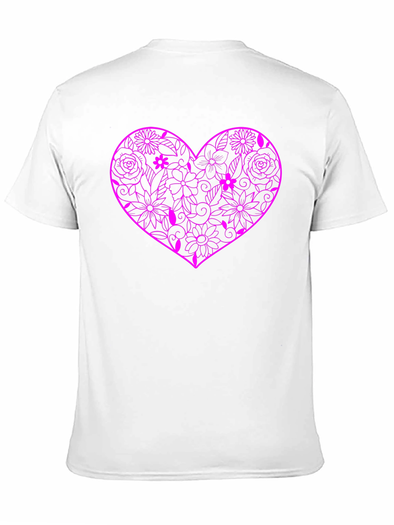 Floral Heart Graphic Black T-Shirt - 11