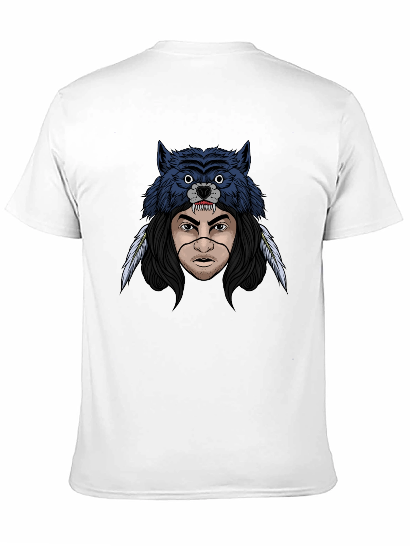 Black Wolf Headdress Graphic T-Shirt - Men's Black Tee view 11
