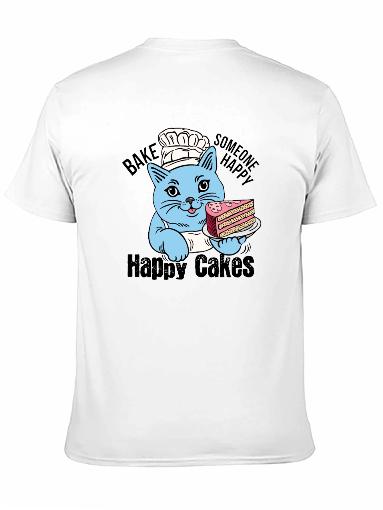 Black Happy Cakes T-Shirt: Cute Cat Baker view 11
