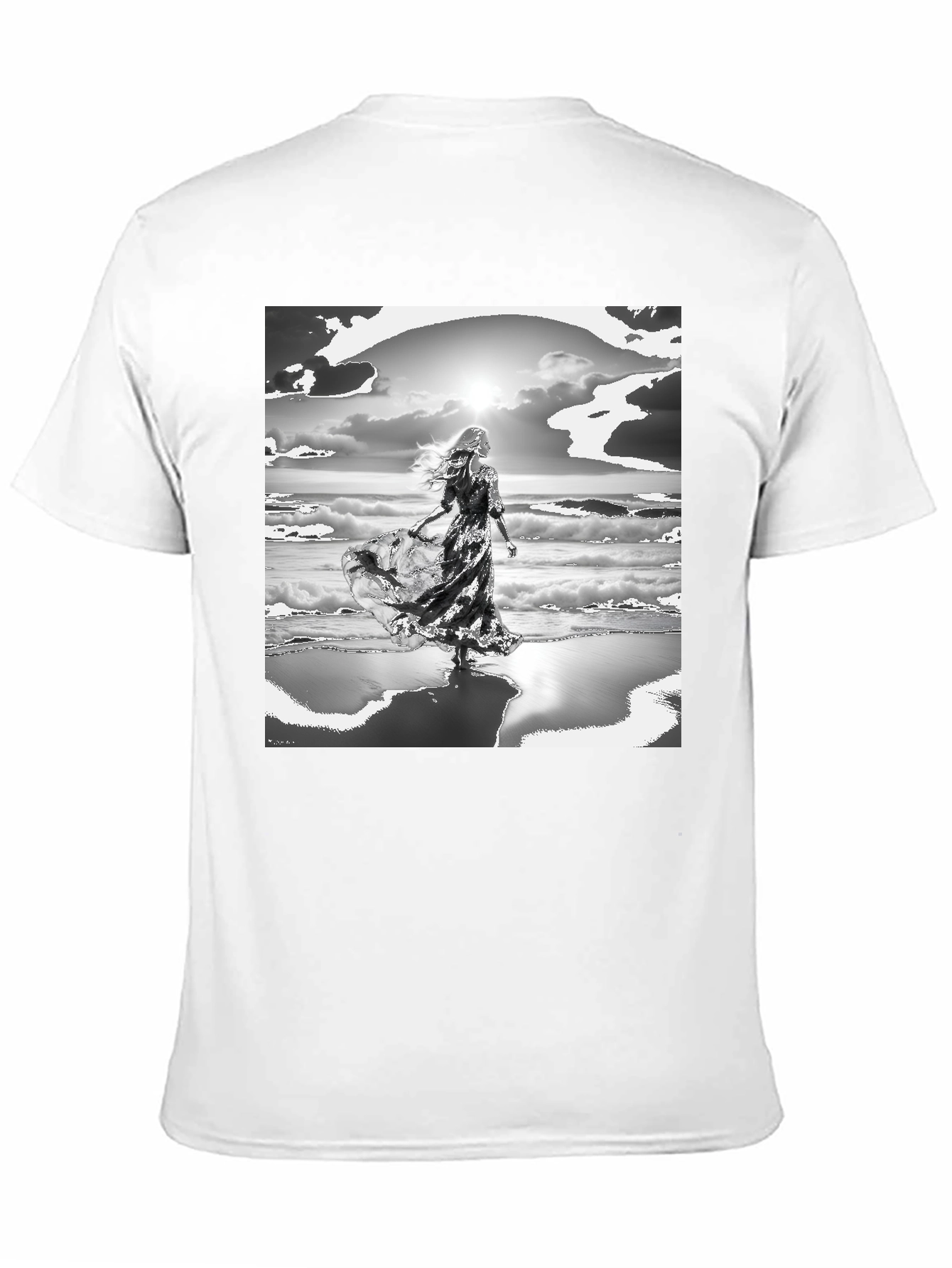 Black Woman on Beach Graphic Tee - Black view 11