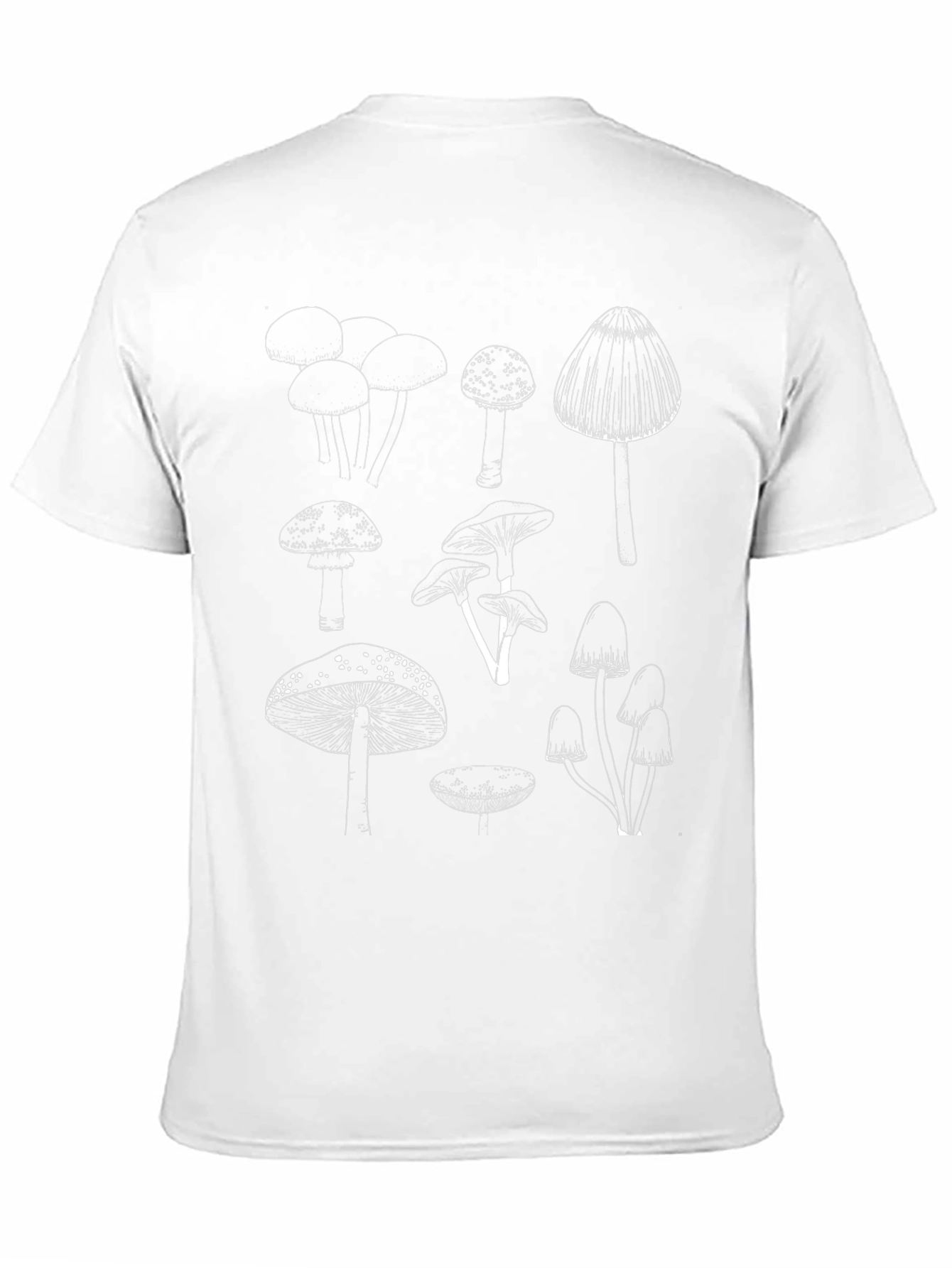 Black Mushroom Print Black T-Shirt - Unique Design view 11