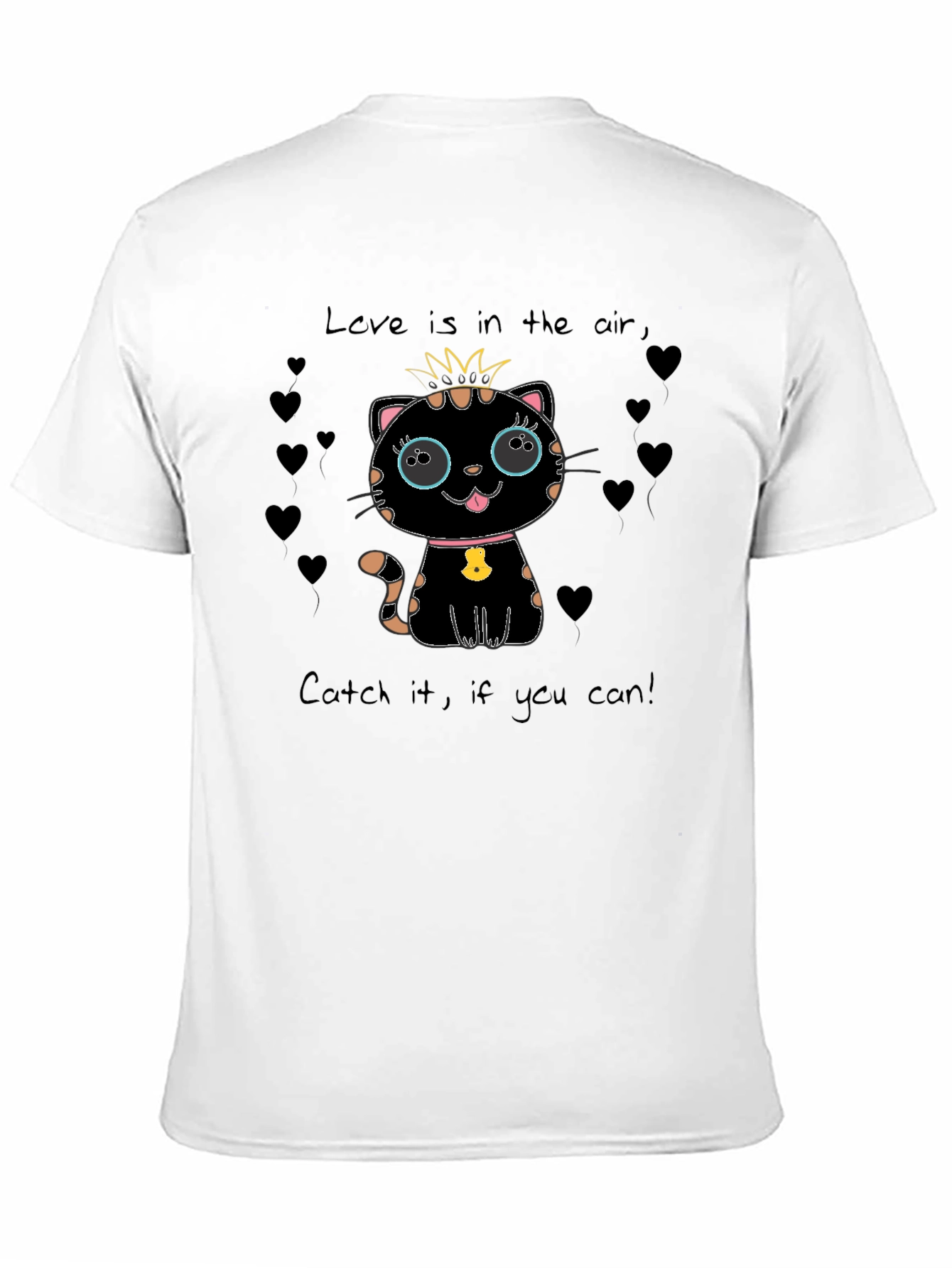 Black Cute Cat Love T-Shirt view 11