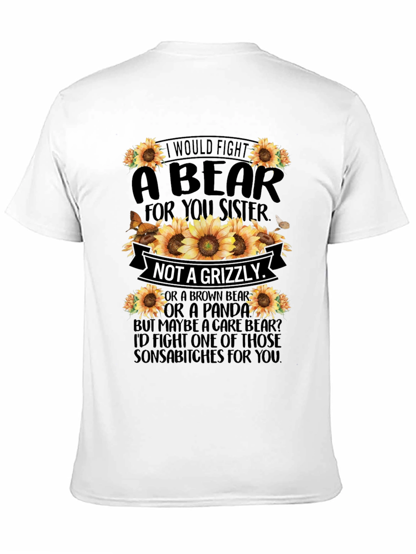 Black I Would Fight A Bear Sister T-Shirt view 11
