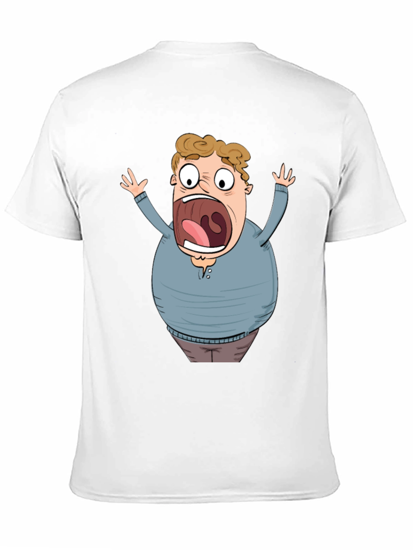 Black Cartoon Scared Man Graphic Black T-Shirt view 11