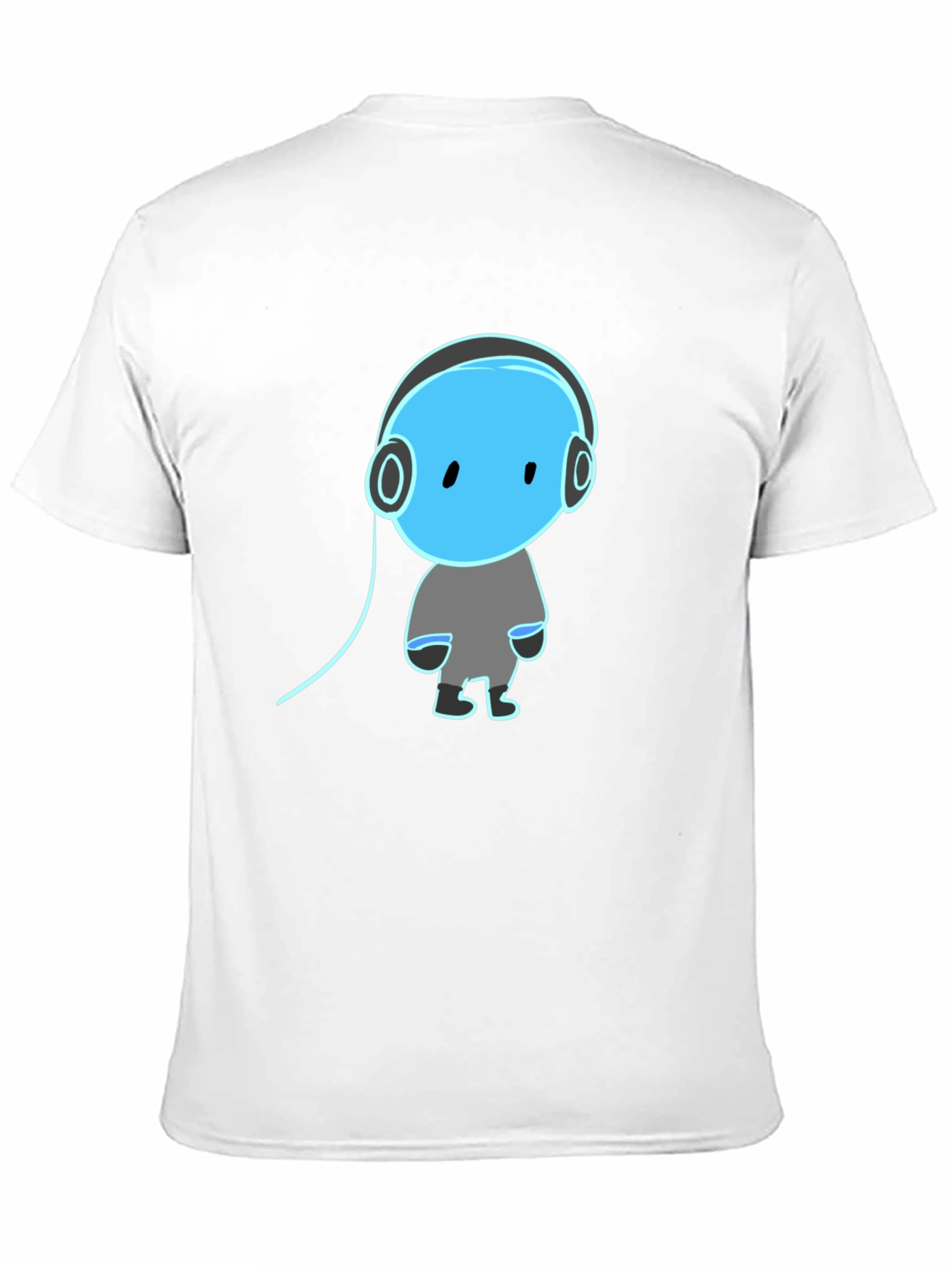 Black Cool Graphic Tee - Blue Headphone Dude view 11