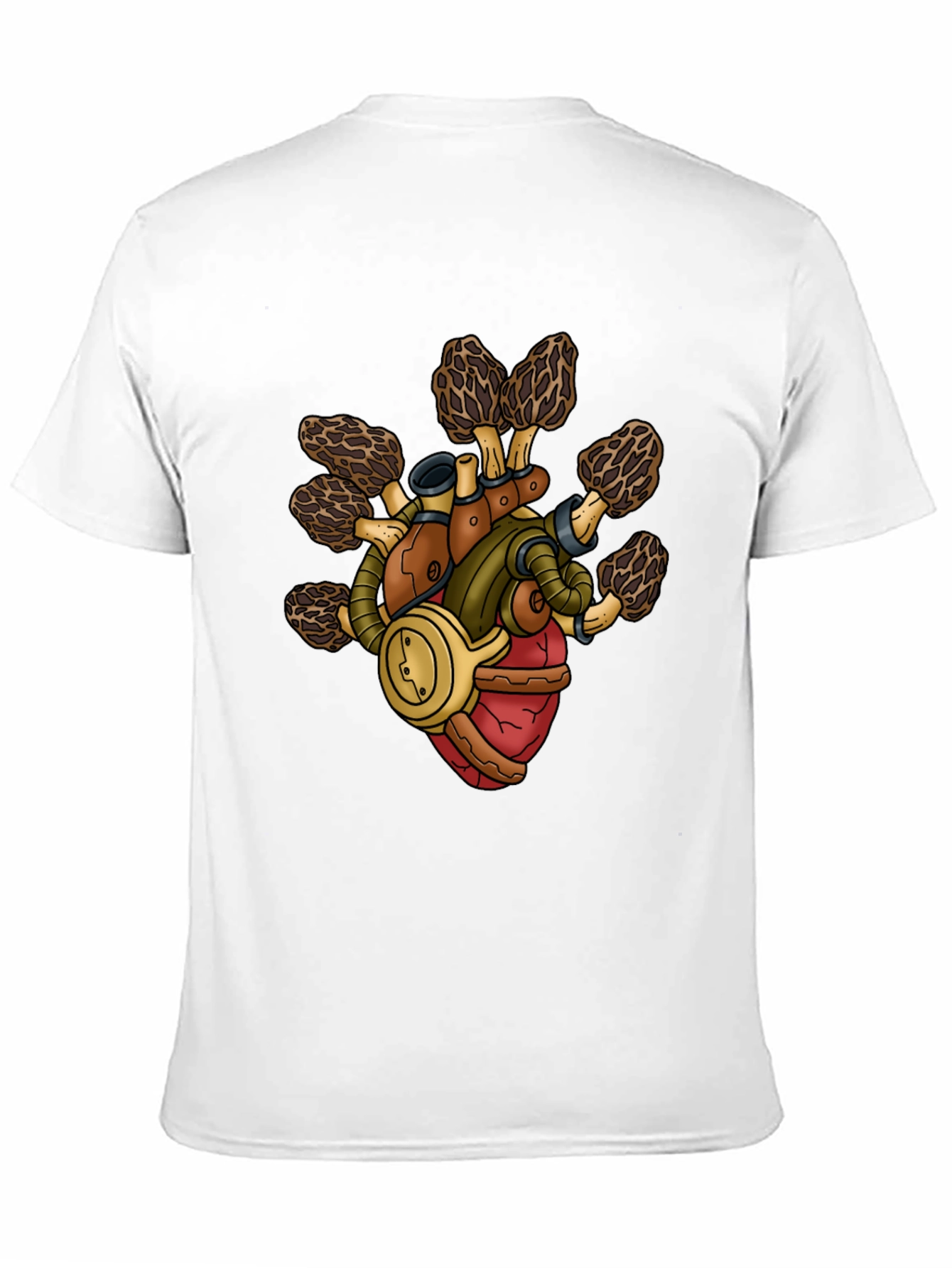 Black Steampunk Mushroom Heart T-Shirt view 11