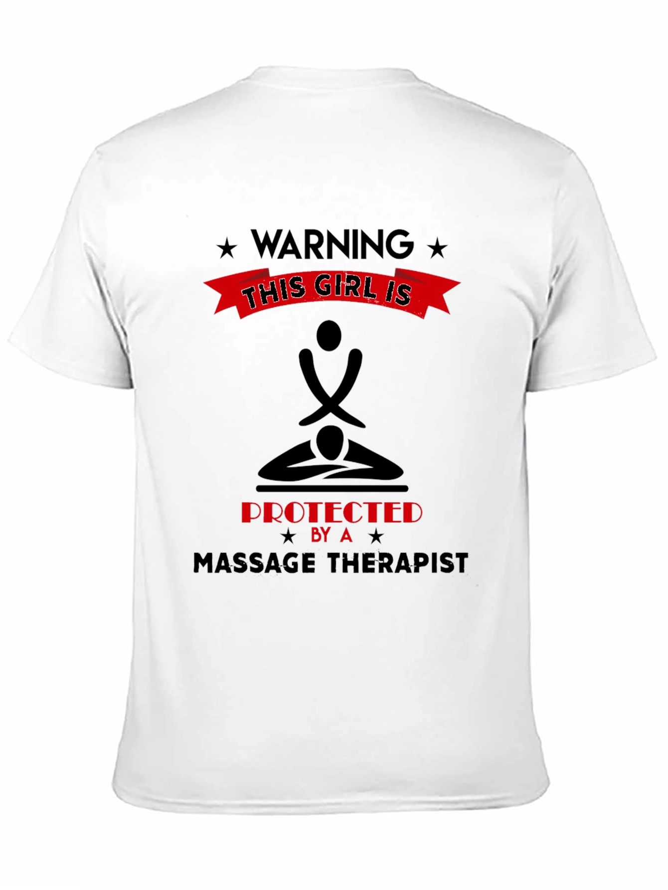 Black Warning Protected By Massage Therapist Graphic Tee view 11