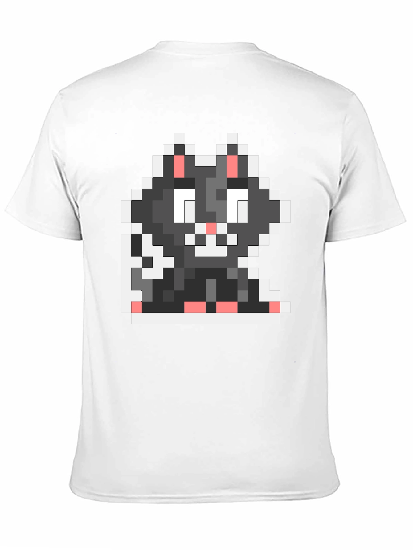 Black Pixel Cat Black T-Shirt view 11