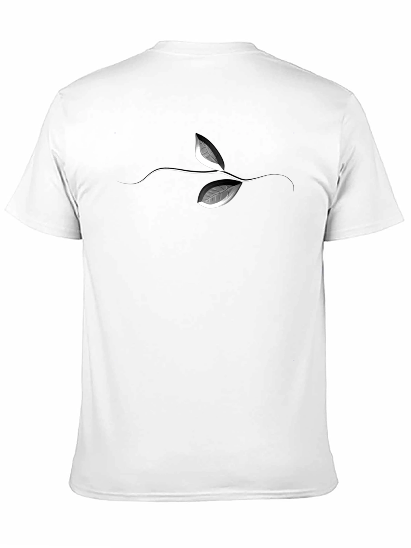Black Men's Black T-Shirt with Leaf Graphic view 11