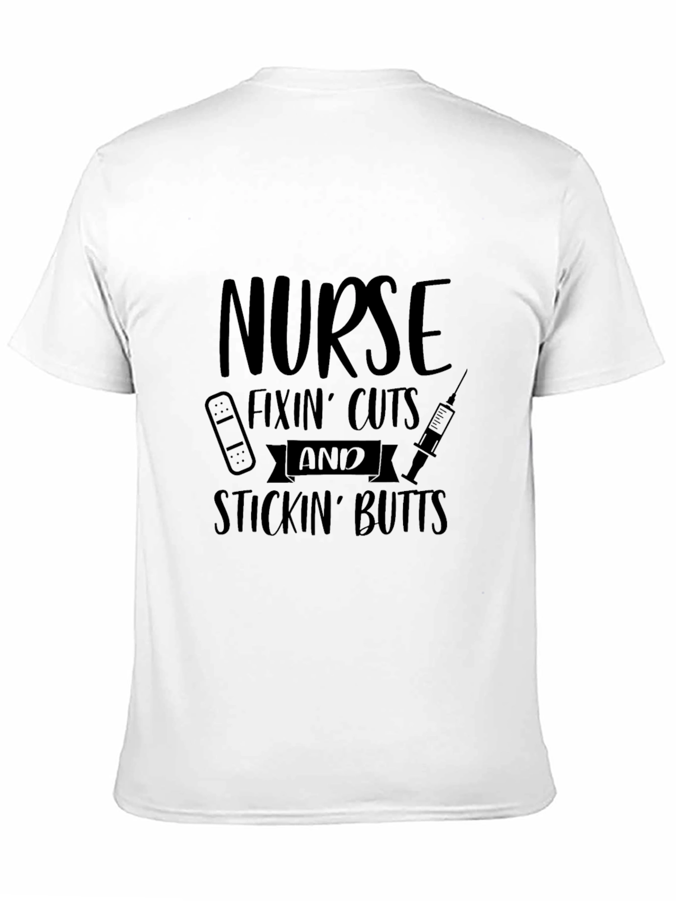 Black Nurse Fixin' Cuts & Stickin' Butts Black T-Shirt view 11