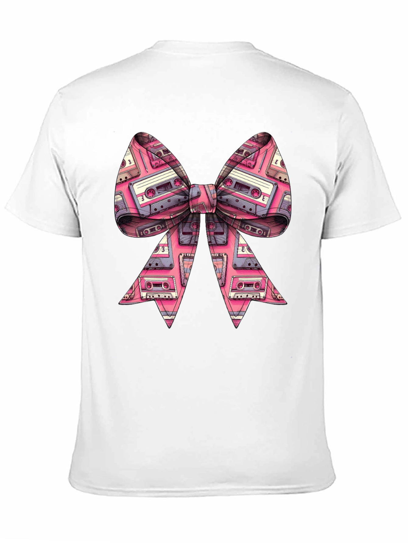 Black Retro Cassette Tape Bow Tie T-Shirt view 11