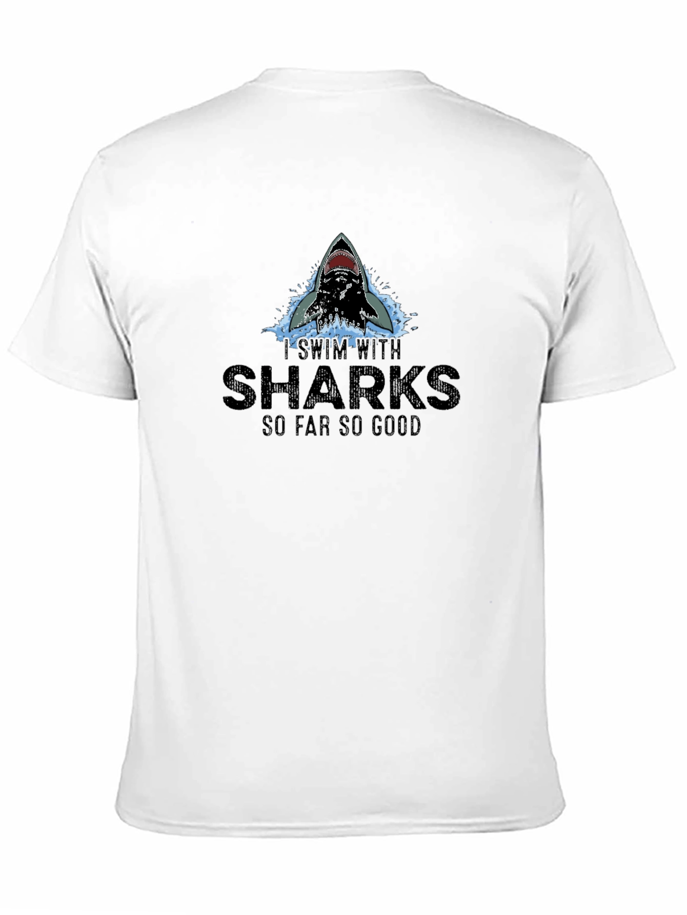 Black I Swim With Sharks Funny Graphic T-Shirt view 11