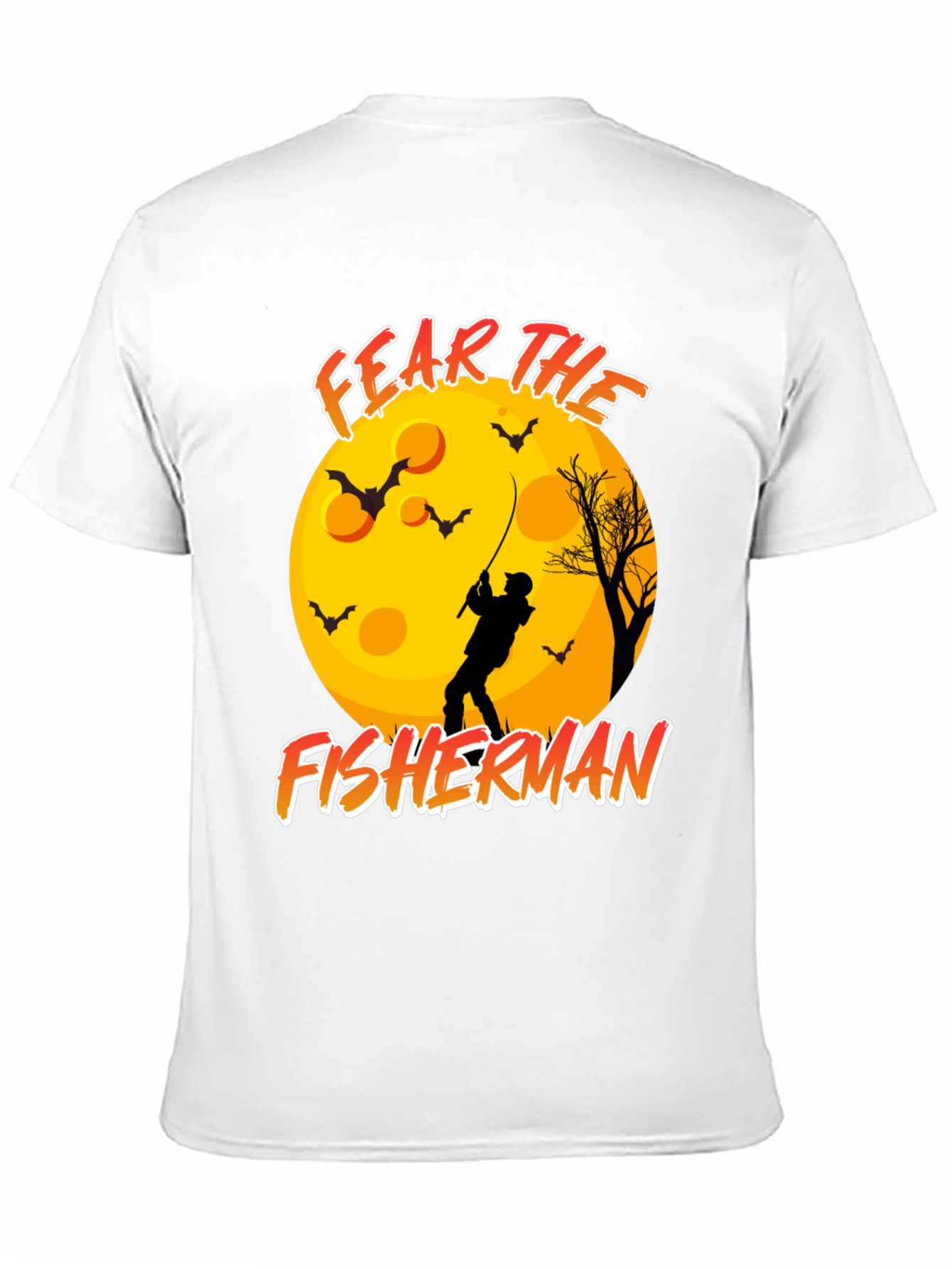 Black Fear the Fisherman Black T-Shirt Halloween Moon Bats view 11