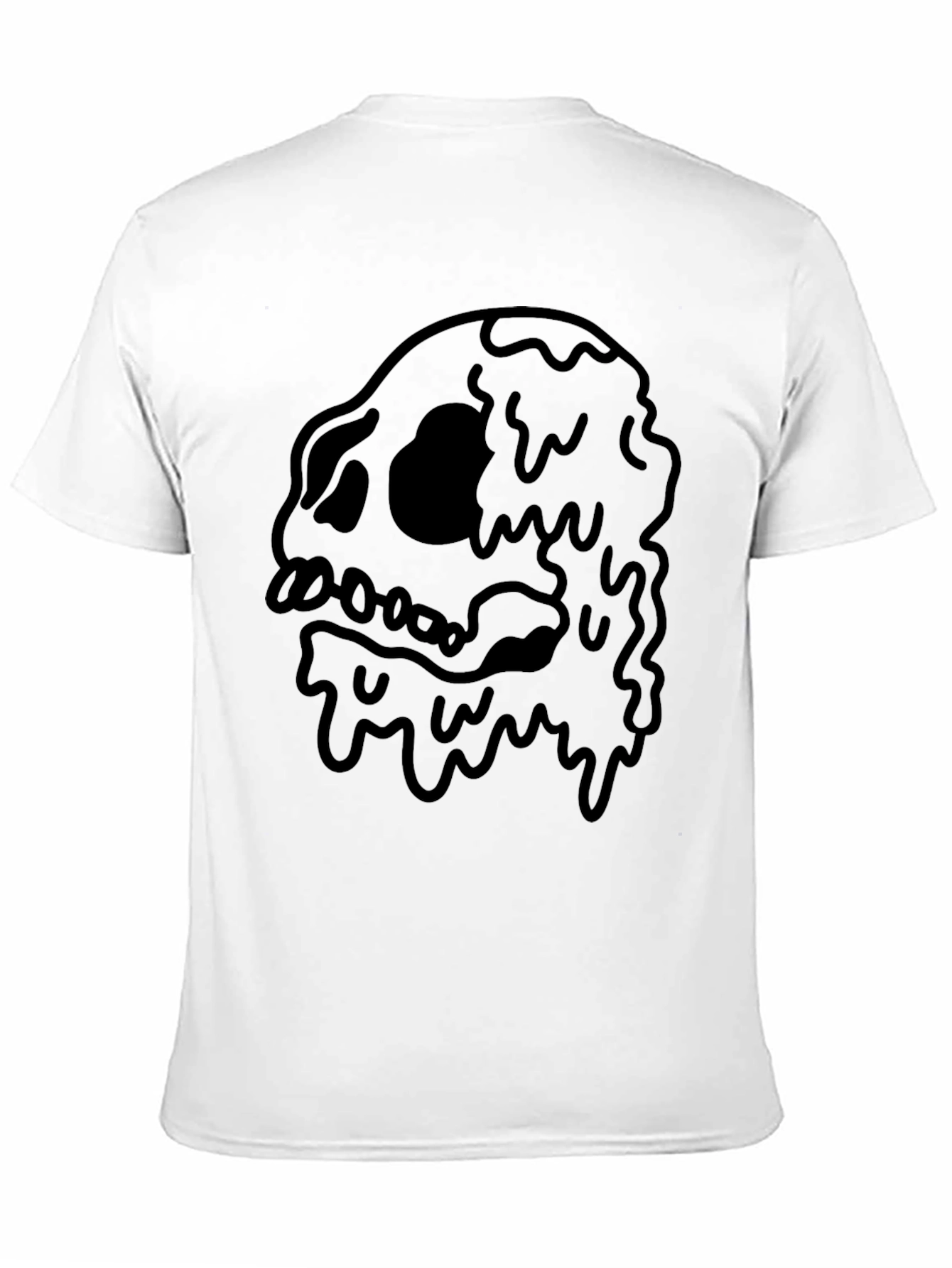 Black Men's Black T-Shirt with Dripping Skull Graphic view 11