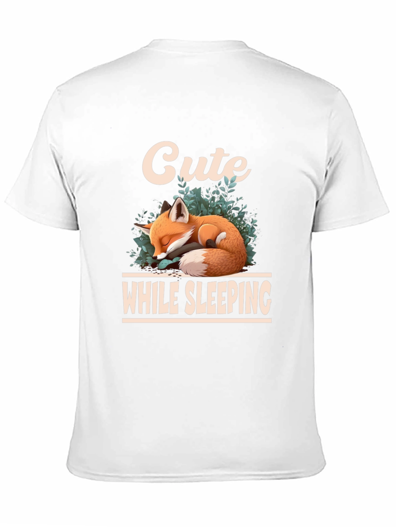 Black Cute Sleeping Fox Graphic T-Shirt view 11