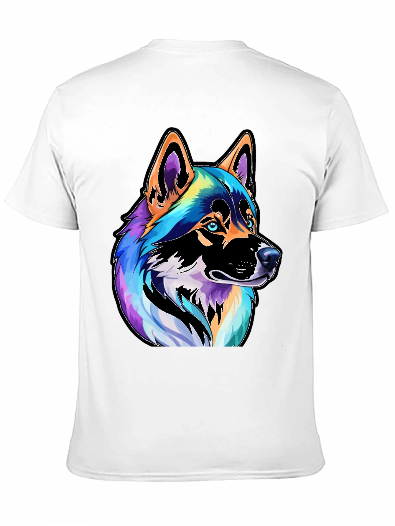 Black Colorful Husky Dog Graphic Tee - Black view 11