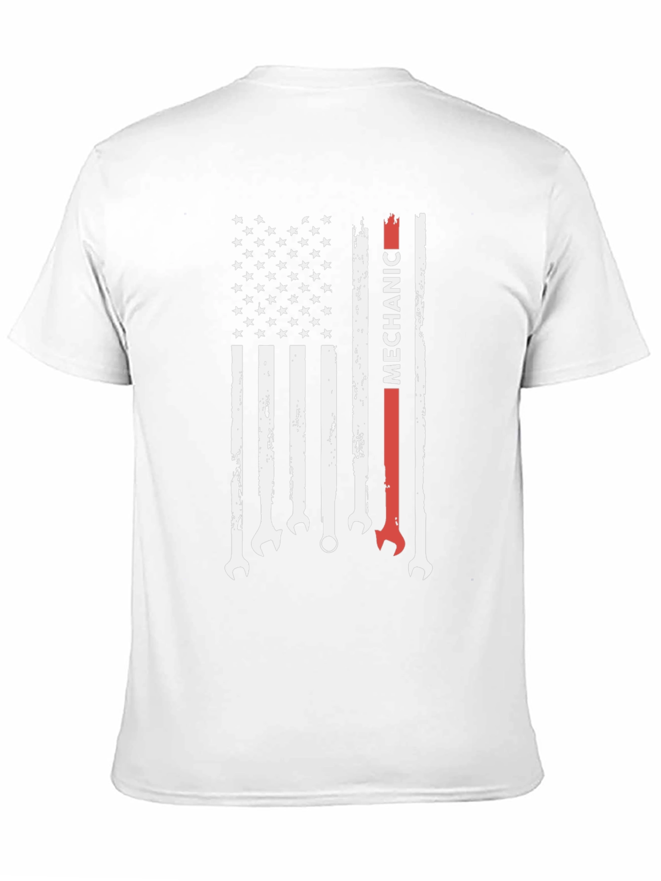 Black Mechanic American Flag Graphic Tee - Patriotic Wrench T-Shirt view 11