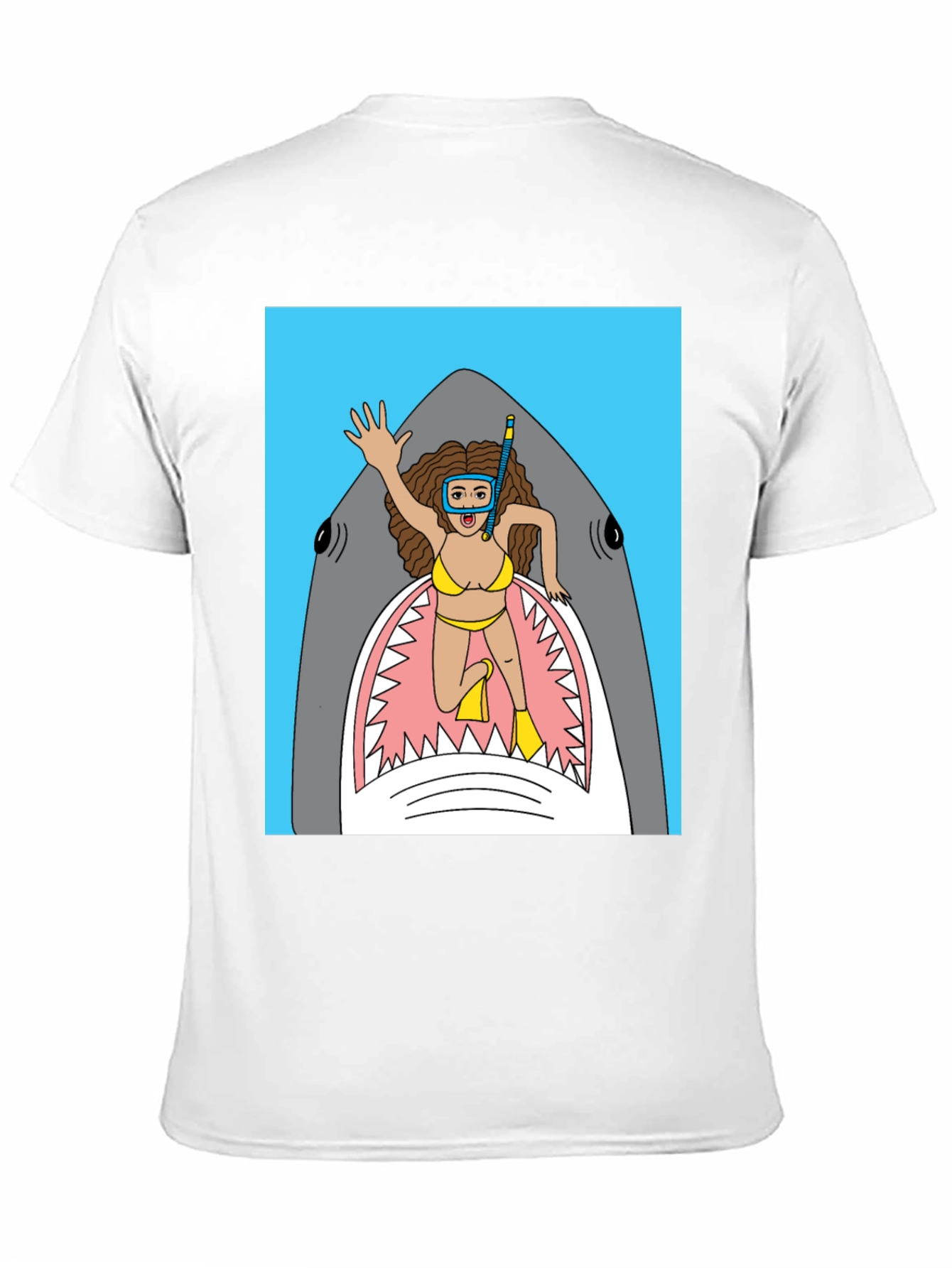 Black Shark Diver Graphic Tee - Funny Cartoon T-Shirt view 11
