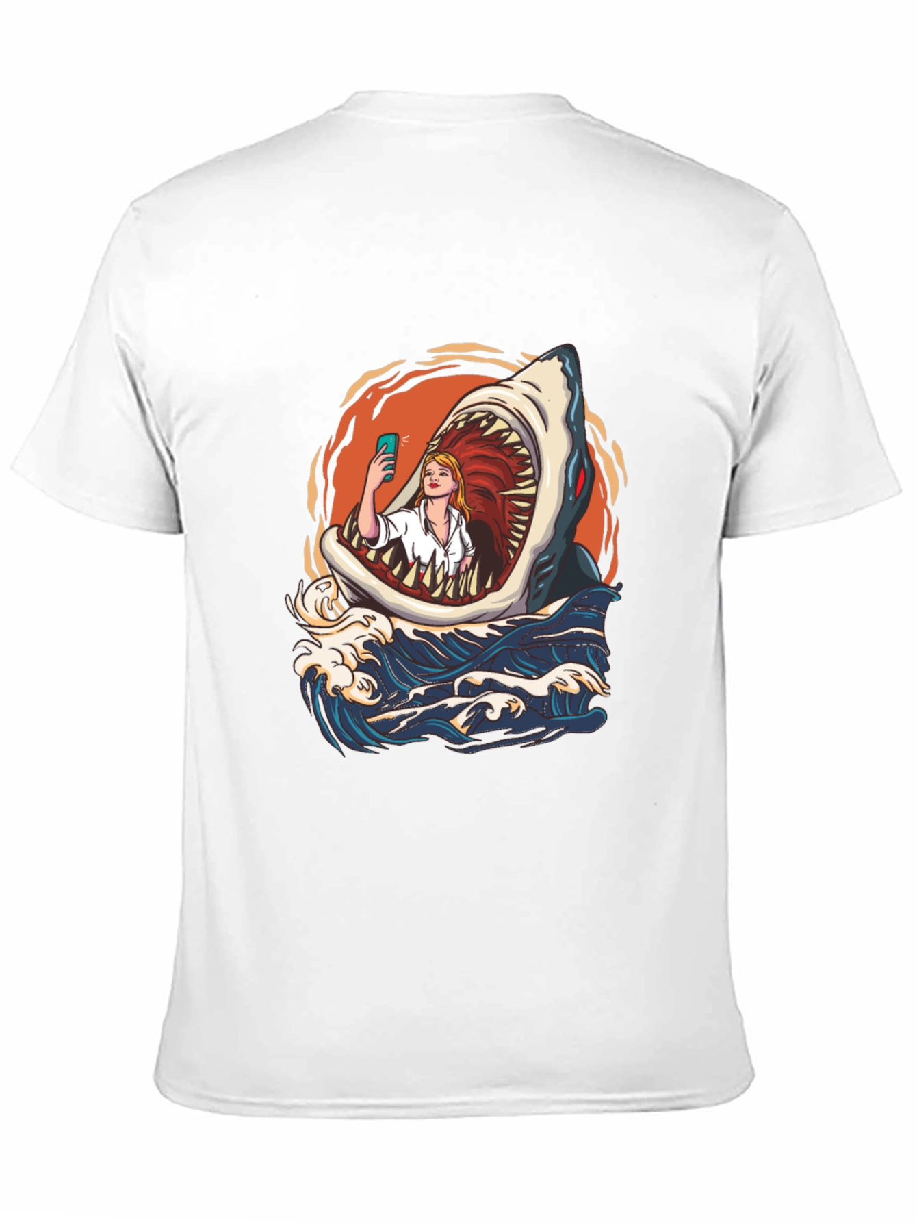 Black Shark Selfie Graphic Tee - Funny Ocean Print view 11