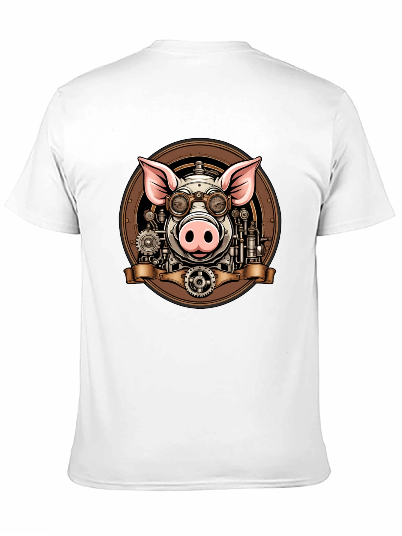 Black Steampunk Pig Graphic Tee - Unique Design view 11