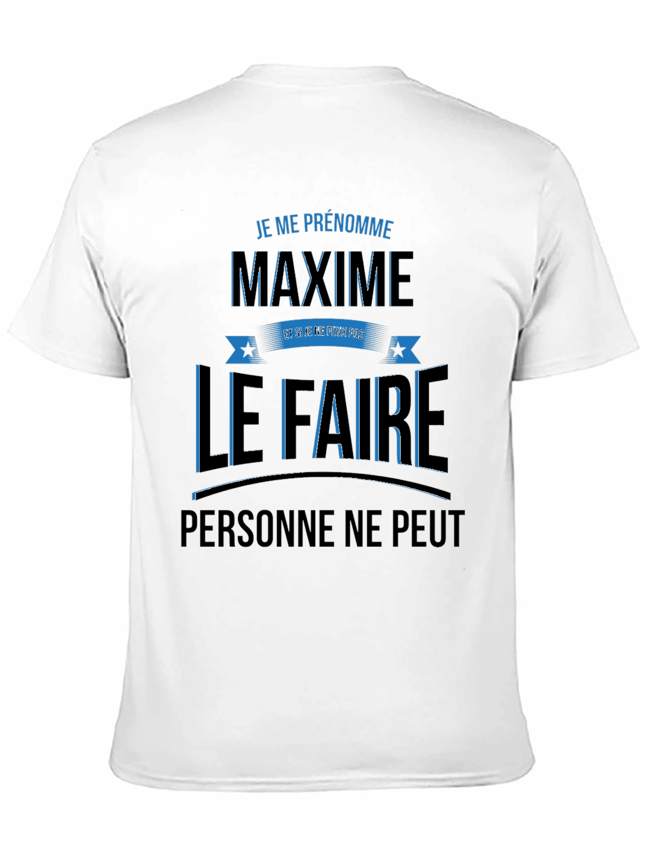 Black Men's Graphic T-Shirt - 'Je Me Prénomme Maxime' Design view 11