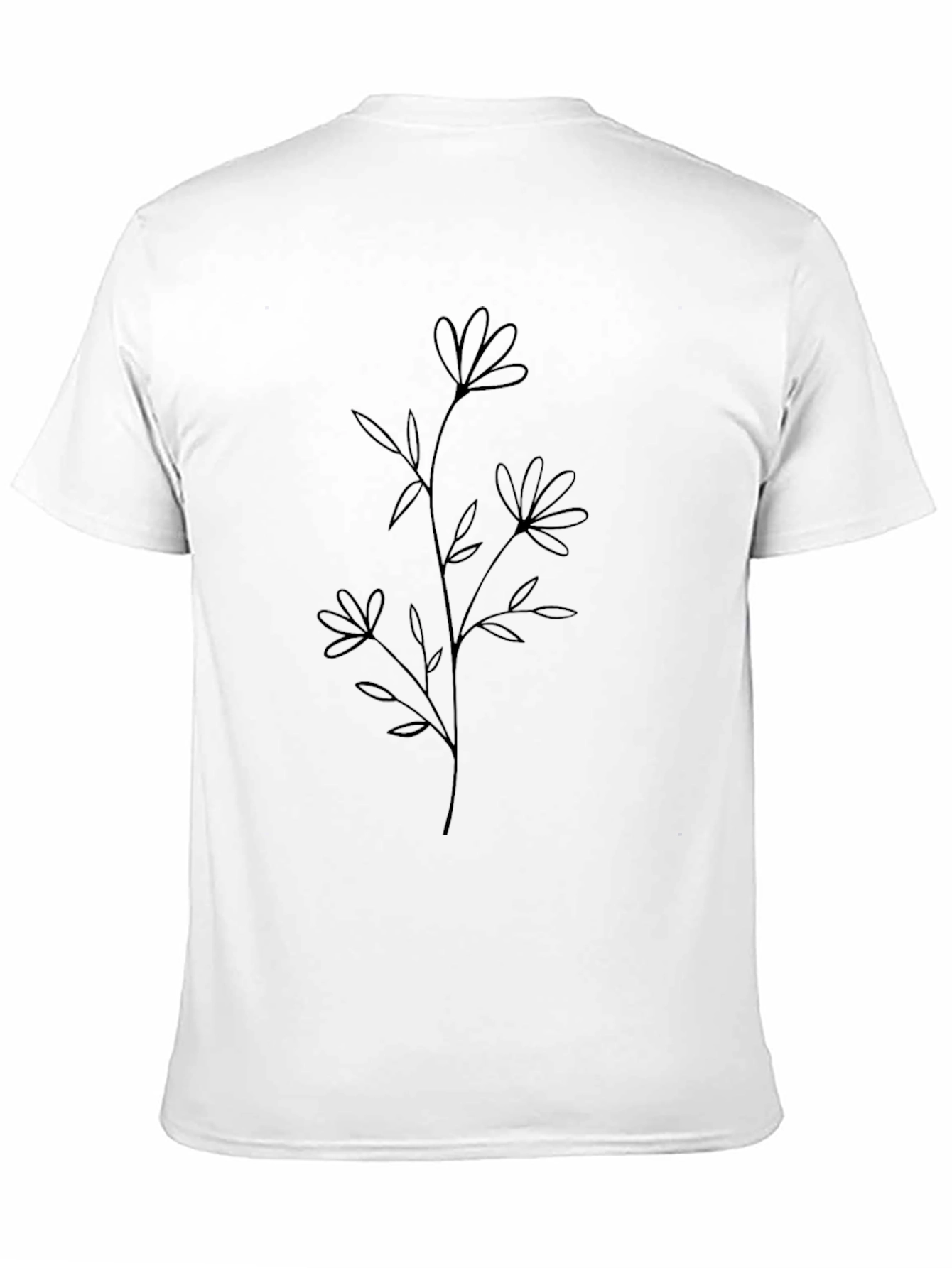 Black Minimalist Flower Graphic T-Shirt - Black view 11