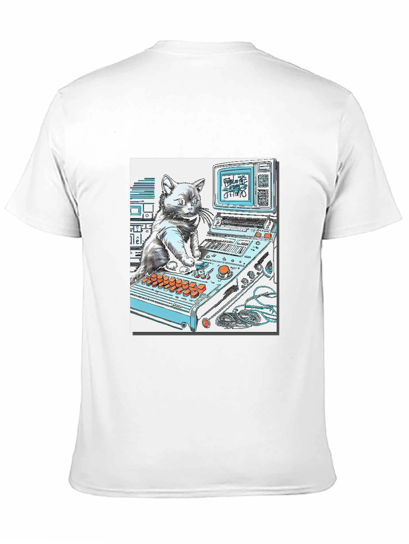Black DJ Cat Graphic T-Shirt - Cool Black Tee view 11