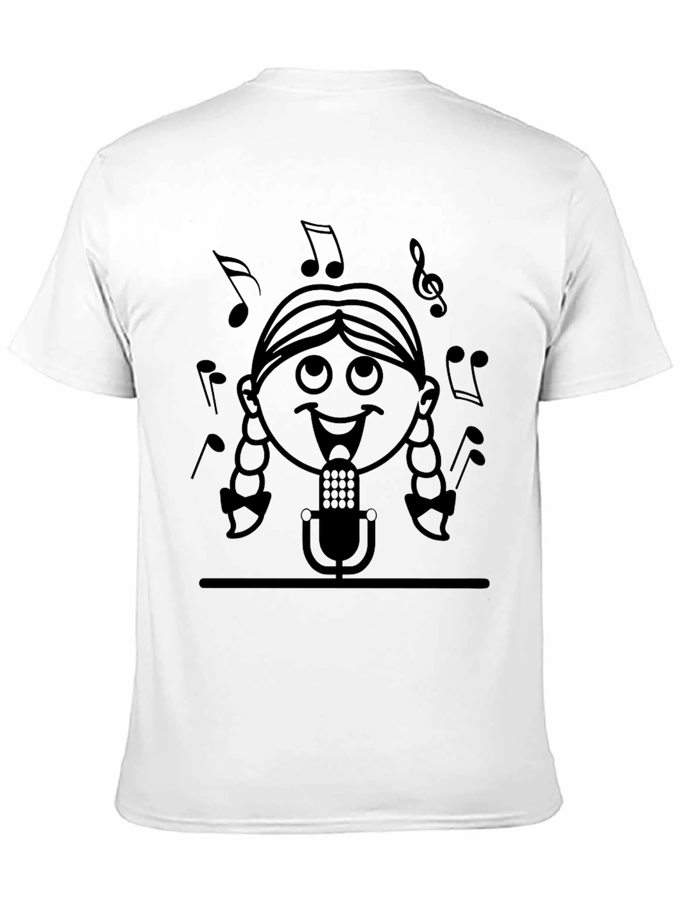 Black Singing Girl Graphic Tee - Black Cotton Casual Wear view 11