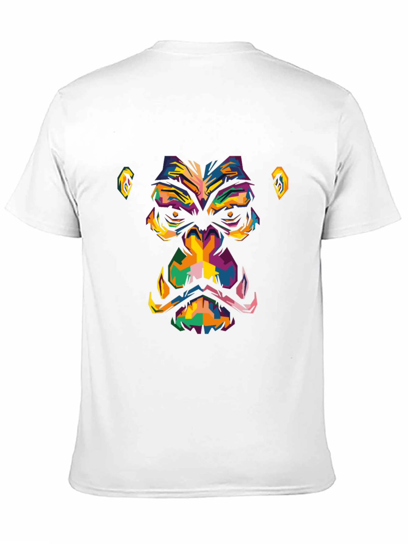 Black Abstract Gorilla Face Graphic Black T-Shirt view 11