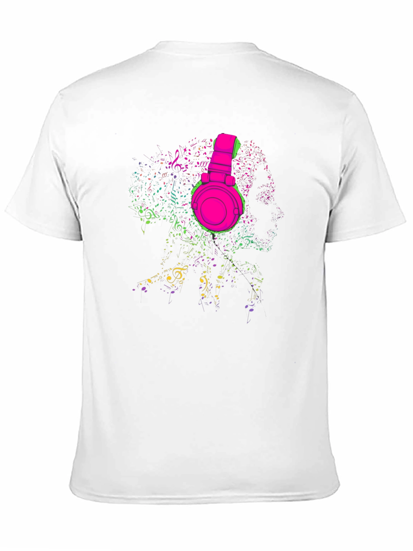 Black Neon Music Headphones Graphic T-Shirt view 11