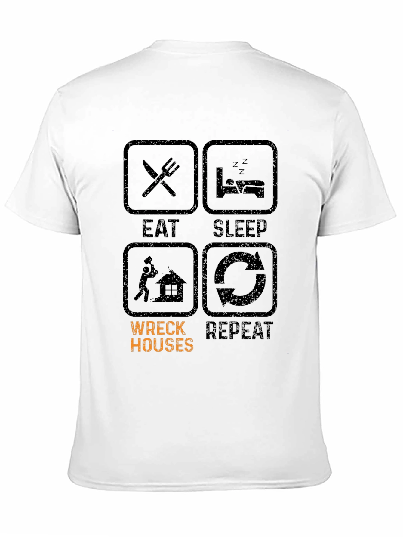 Black Eat Sleep Wreck Houses Repeat T-Shirt view 11