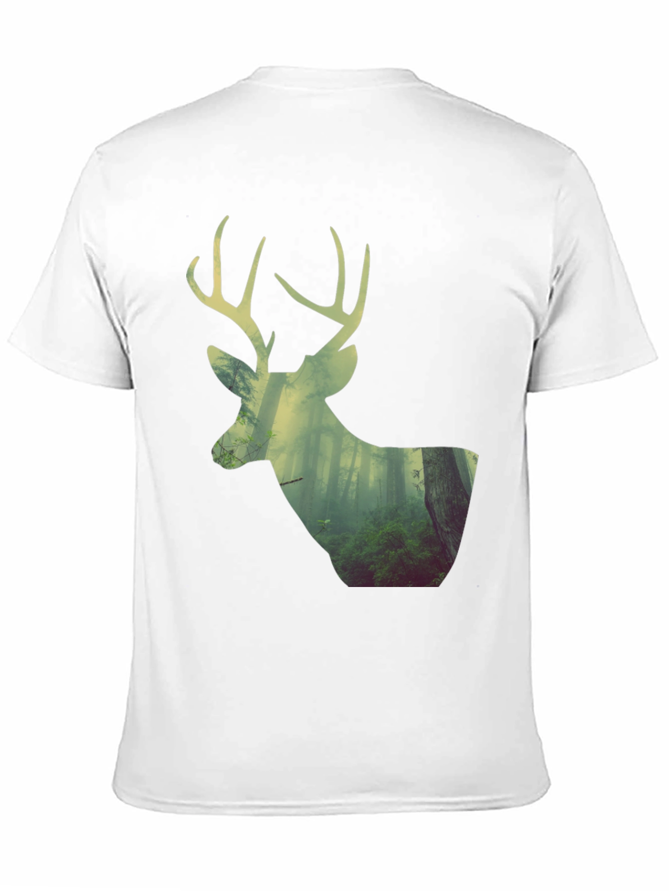 Black Deer Forest Graphic Print Black T-Shirt view 11