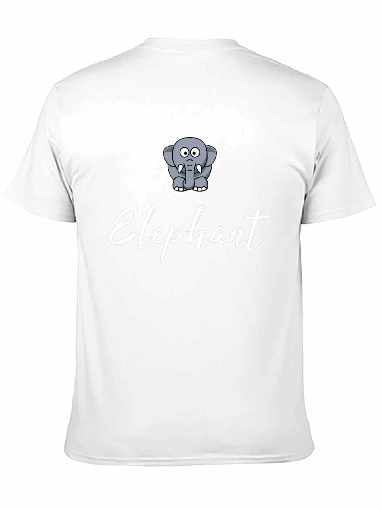 Black Elephant Cartoon Print Men's Black T-Shirt view 11