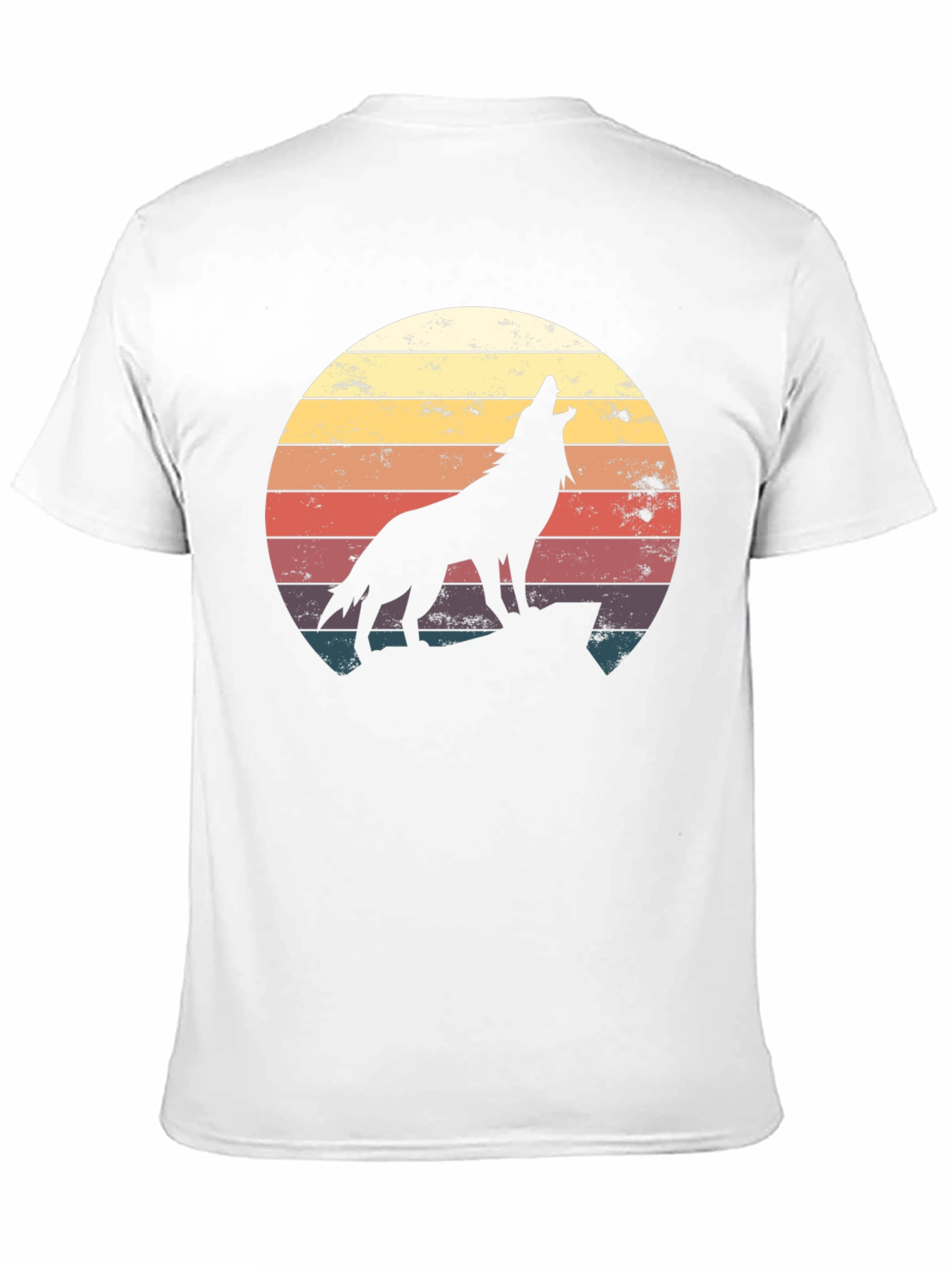 Black Retro Wolf Silhouette T-Shirt - Vintage Style view 11