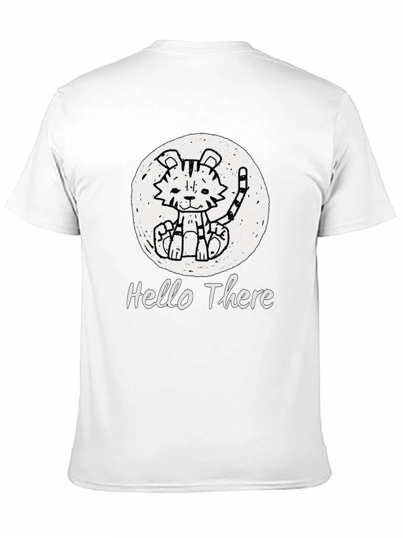 Black Cute Tiger "Hello There" Black Graphic T-Shirt view 11