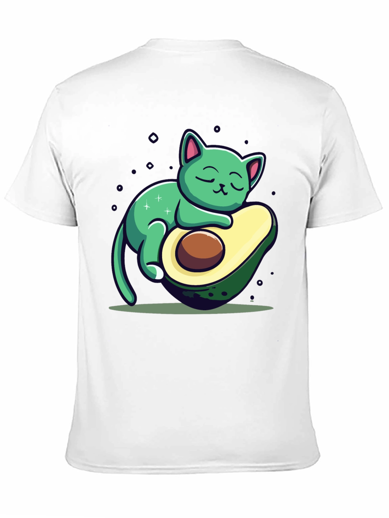 Black Cute Avocado Cat Graphic T-Shirt - Black view 11