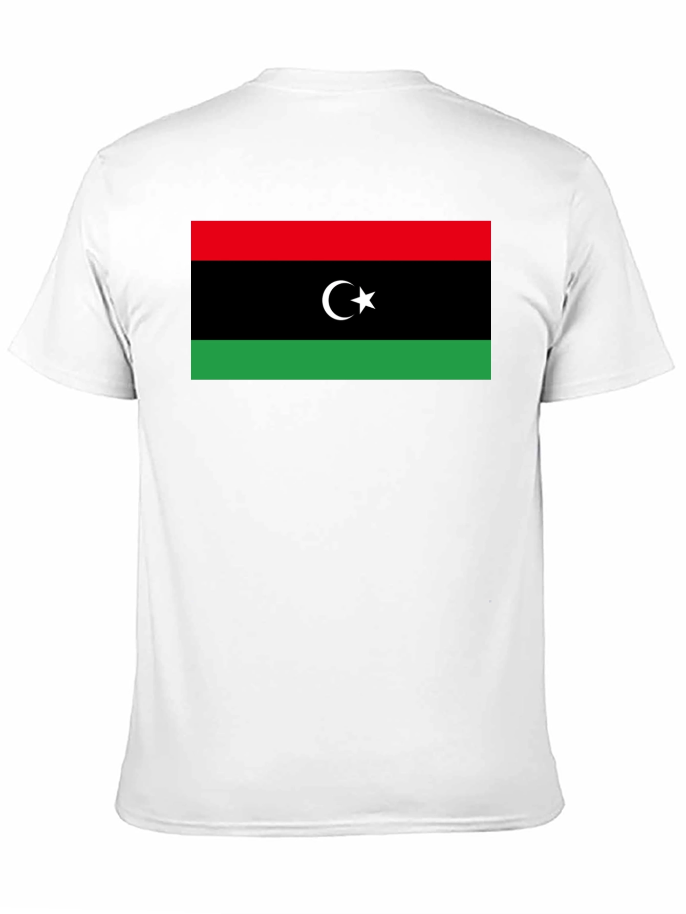 Black Libya Flag T-Shirt - Black Cotton Tee view 11