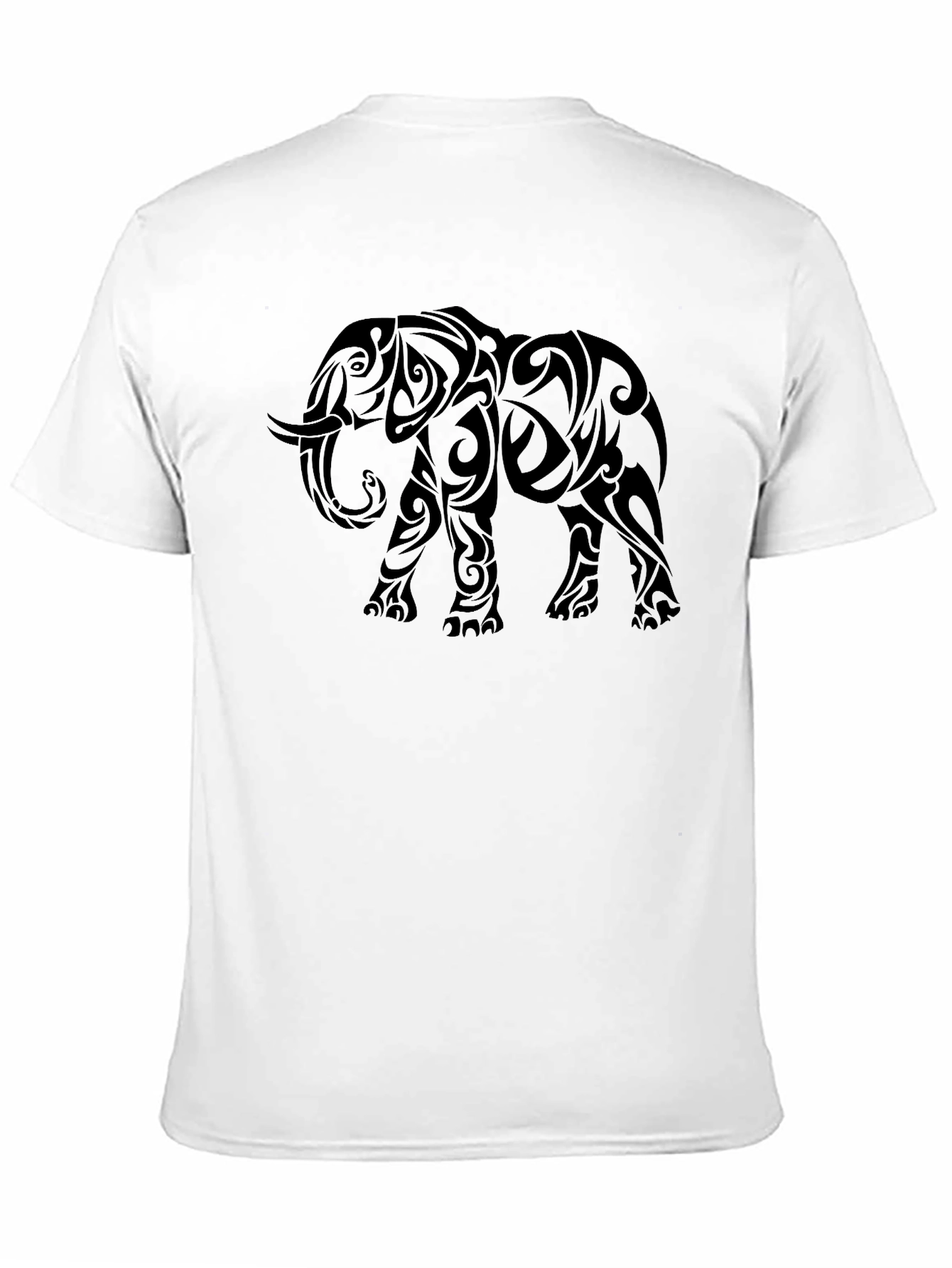Black Tribal Elephant Graphic Print Black T-Shirt view 11