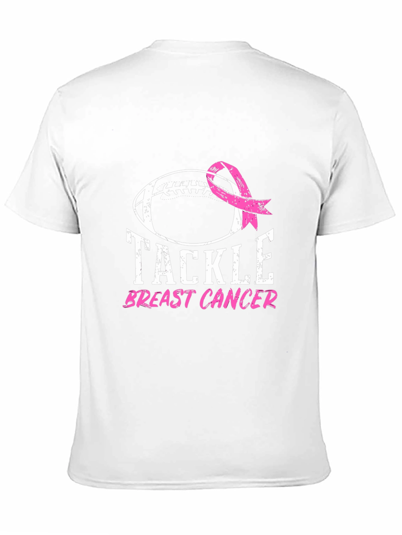Black Tackle Breast Cancer Football Ribbon Awareness T-Shirt view 11