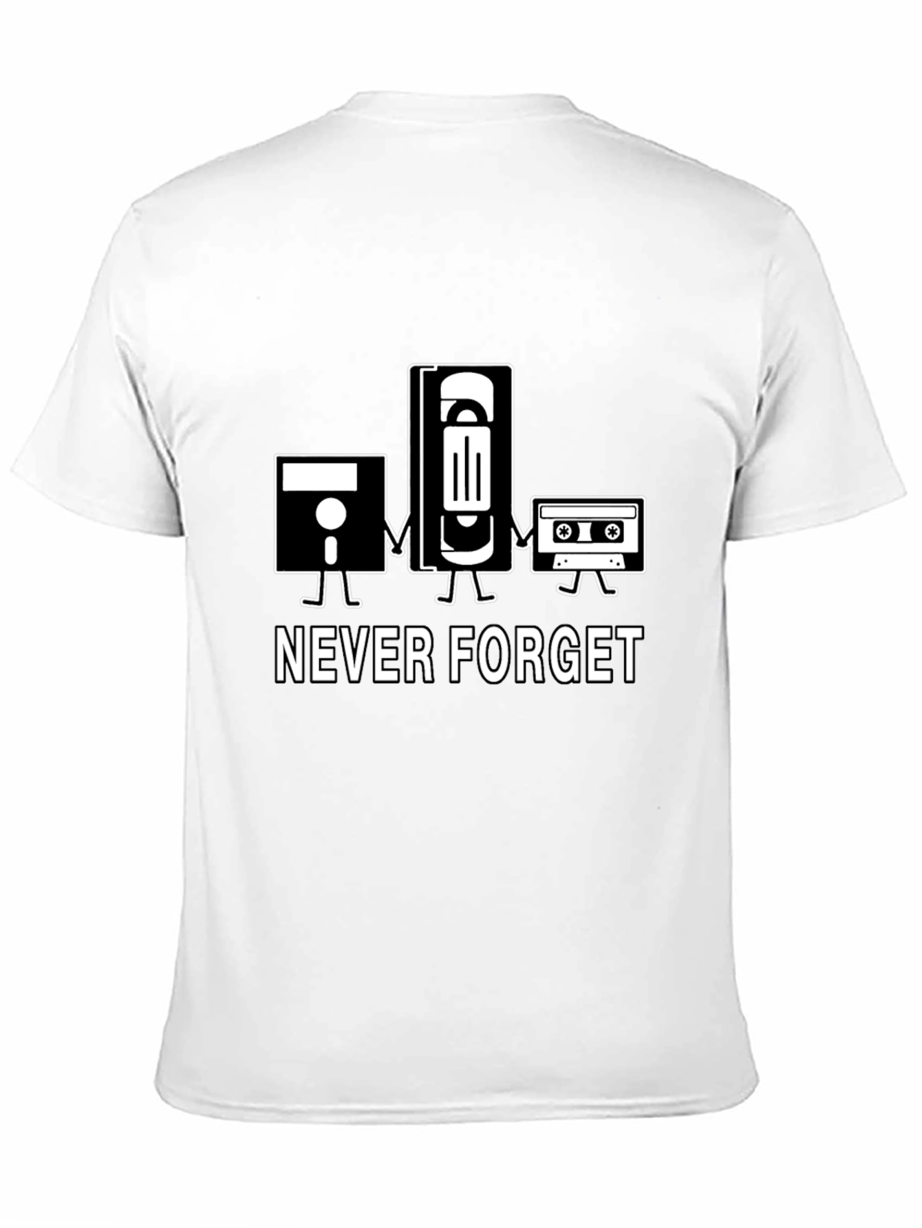 Black Retro Never Forget T-Shirt - Floppy Disk, VHS, Cassette  view 11