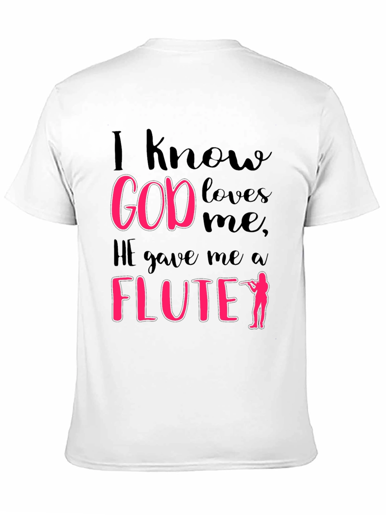 Black I Know God Loves Me Flute Player T-Shirt view 11