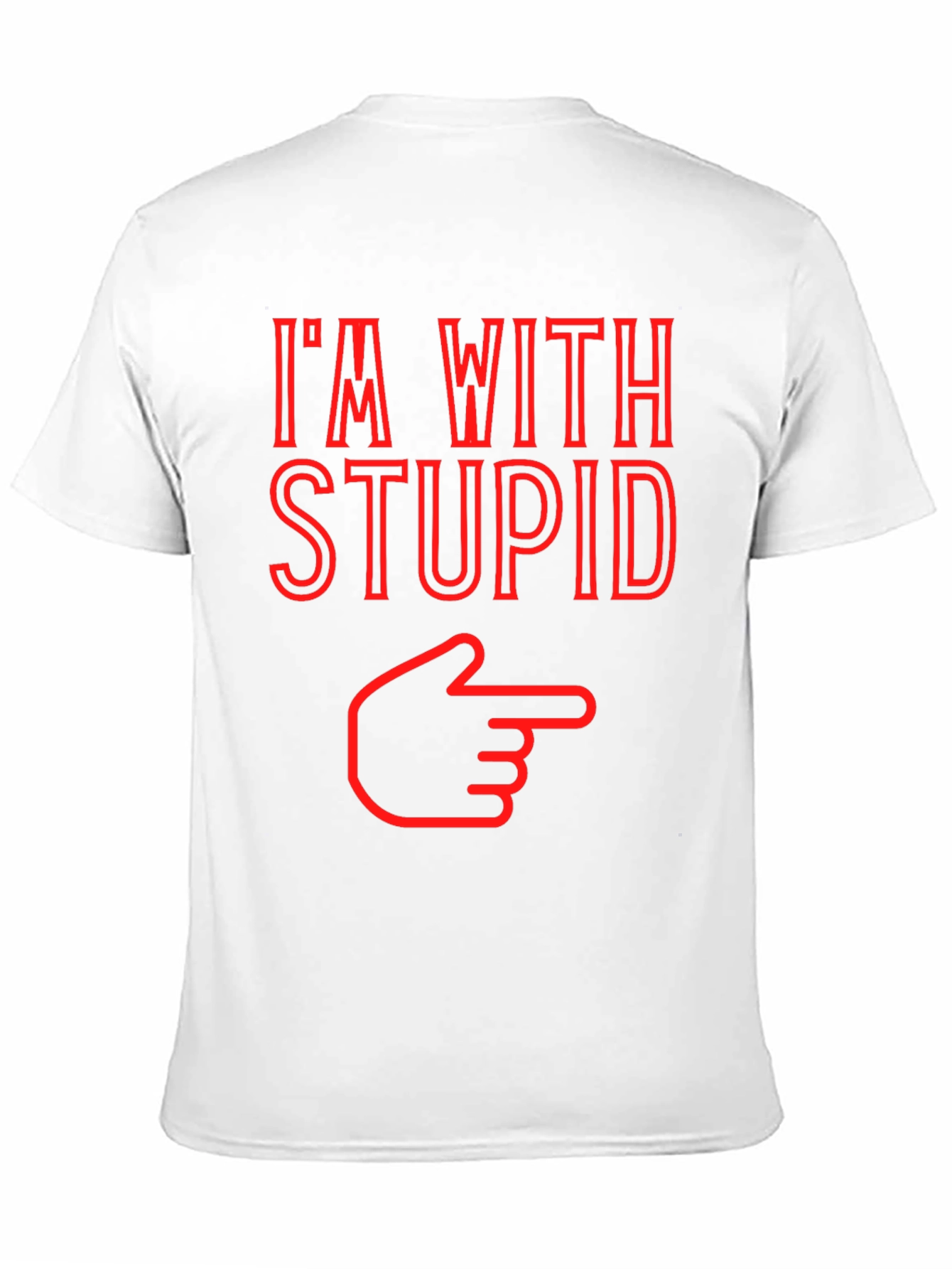 Black I'm With Stupid Funny Graphic Tee - Pointing Finger T-Shirt view 11