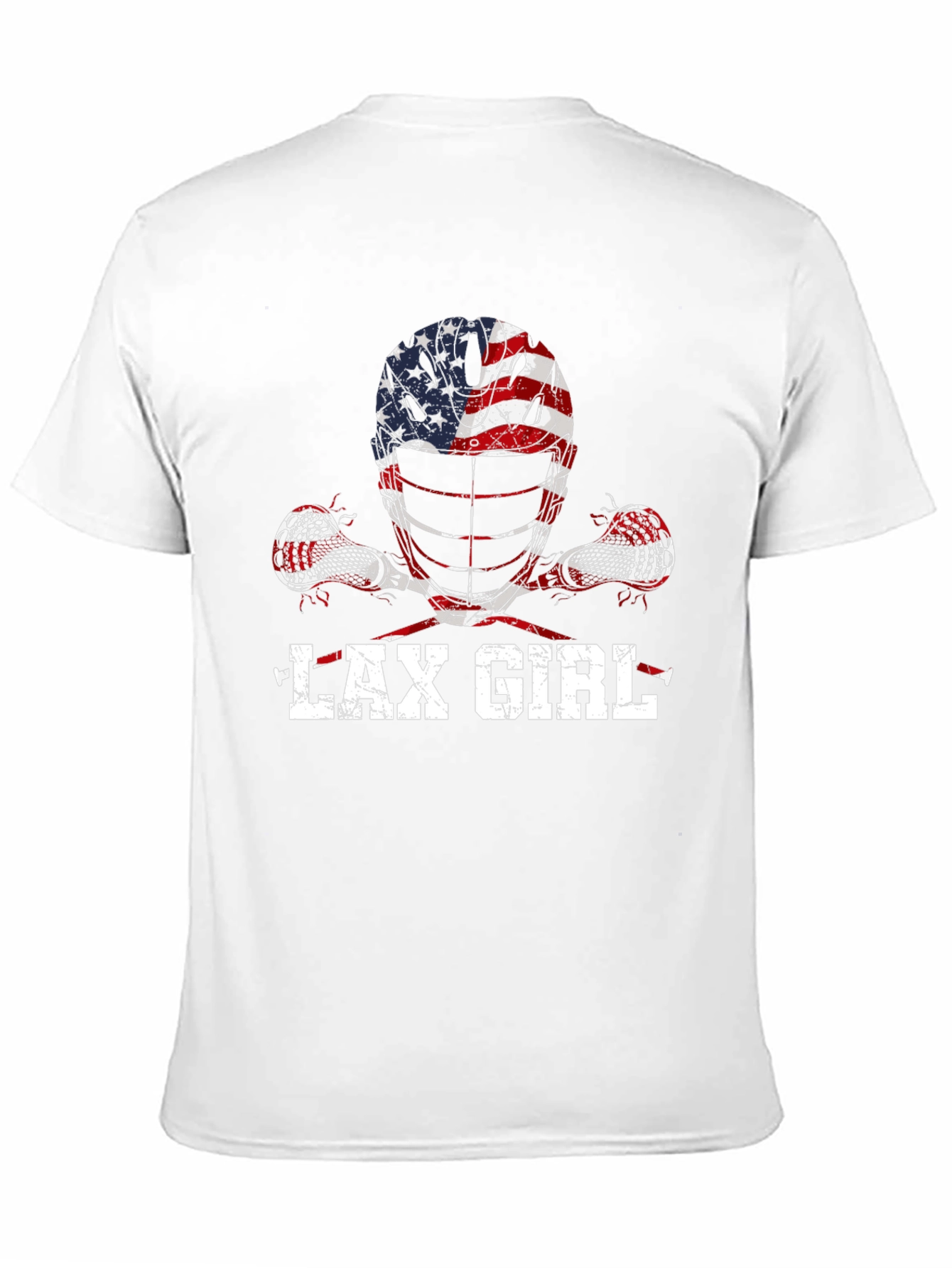 Black Lax Girl American Flag Lacrosse T-Shirt view 11
