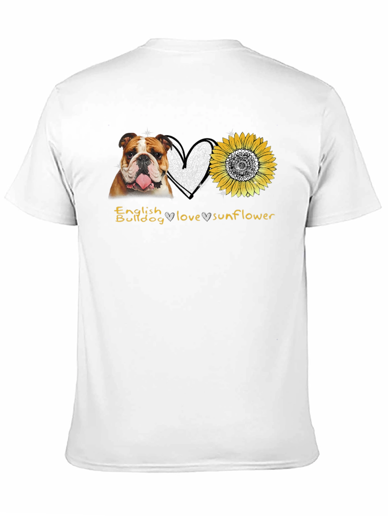 Black English Bulldog Love Sunflower Graphic T-Shirt view 11