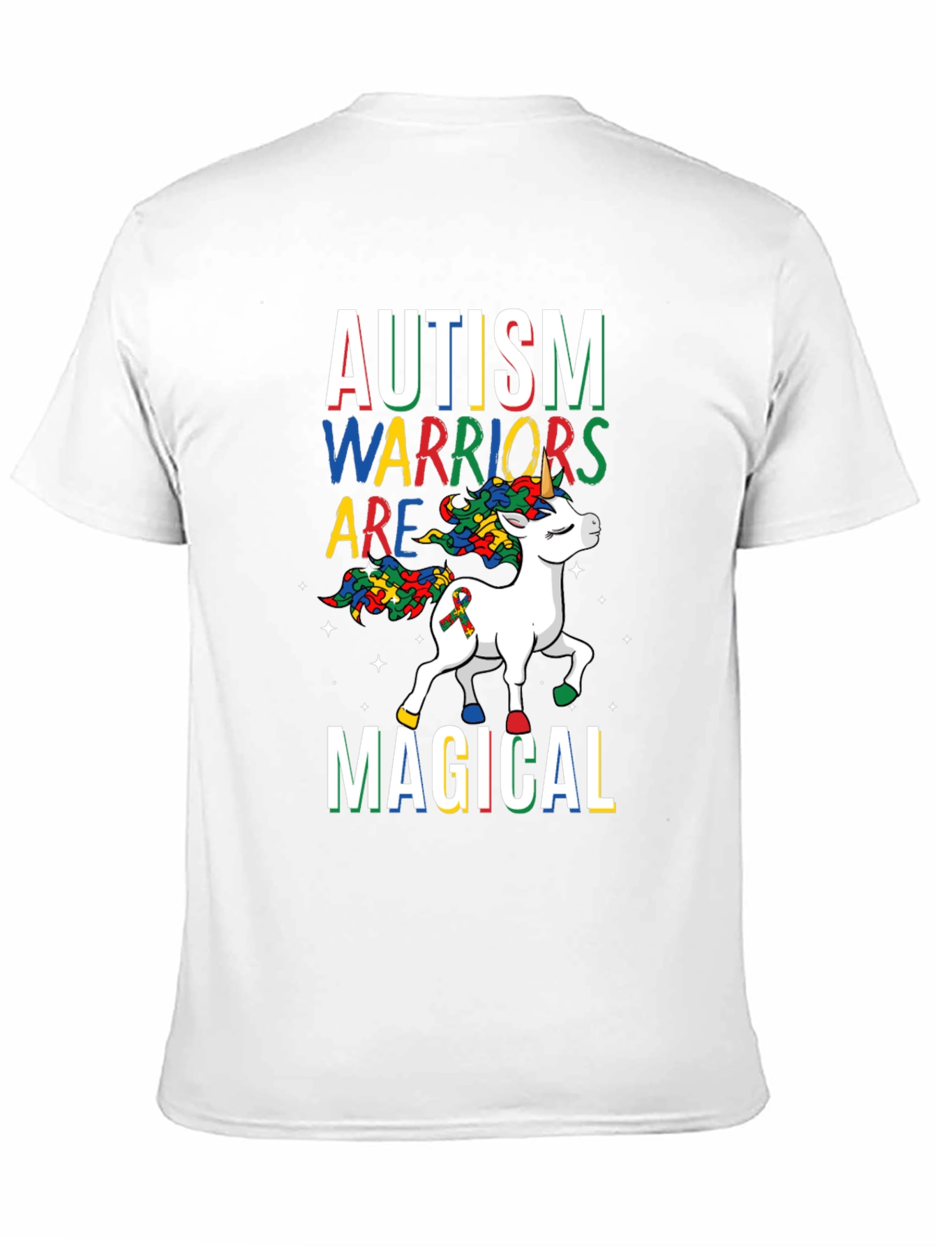 Black Autism Warriors Magical Unicorn T-Shirt view 11