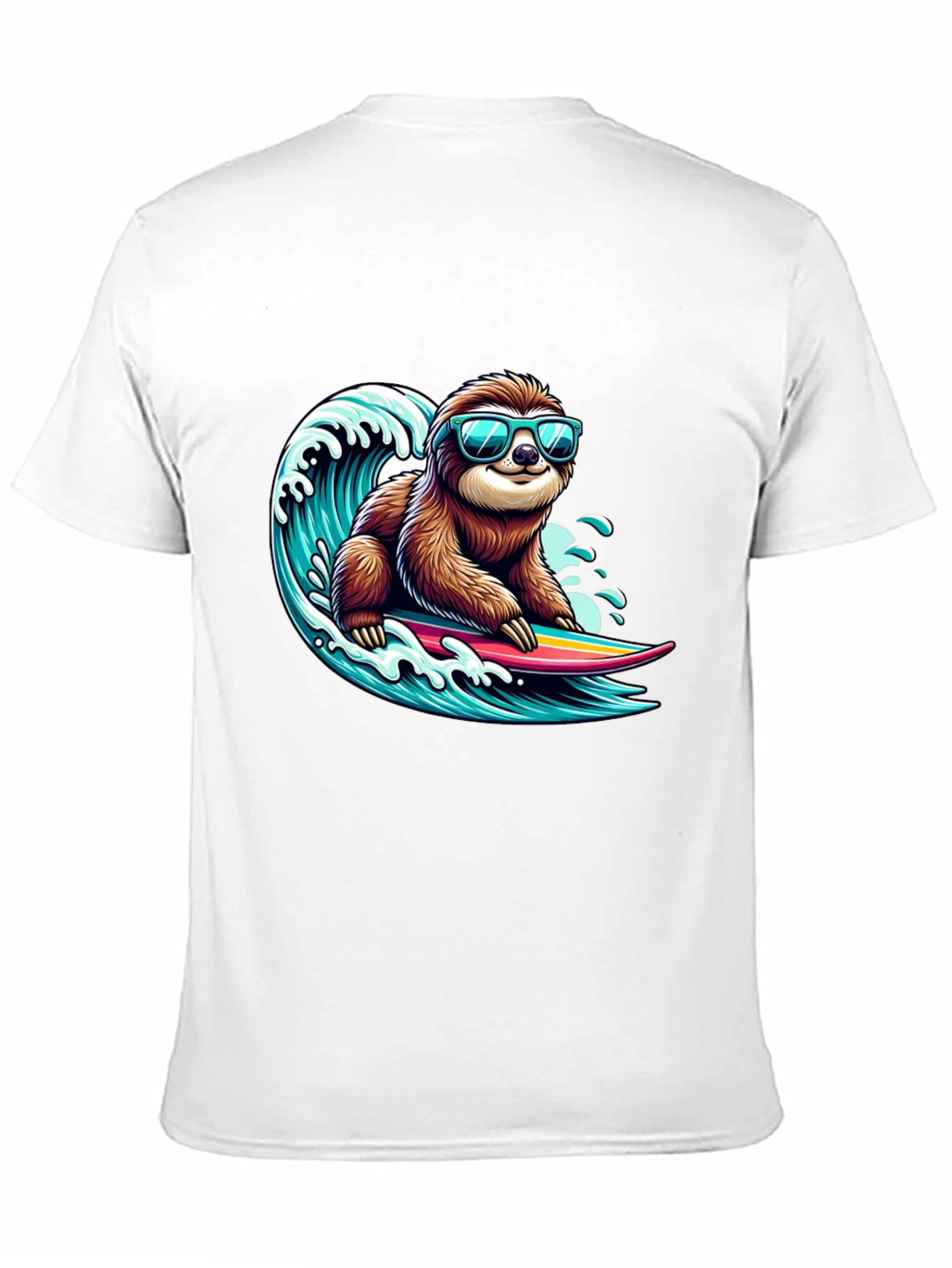 Black Surfing Sloth Graphic Tee - Cool Black T-Shirt view 11