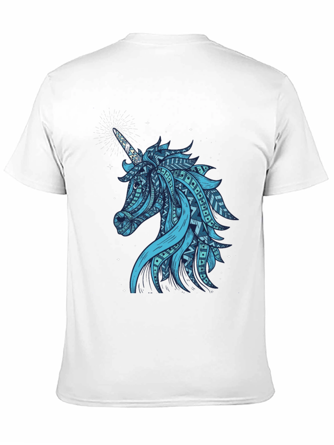 Black Tribal Unicorn Graphic Tee - Men's Black T-Shirt view 11