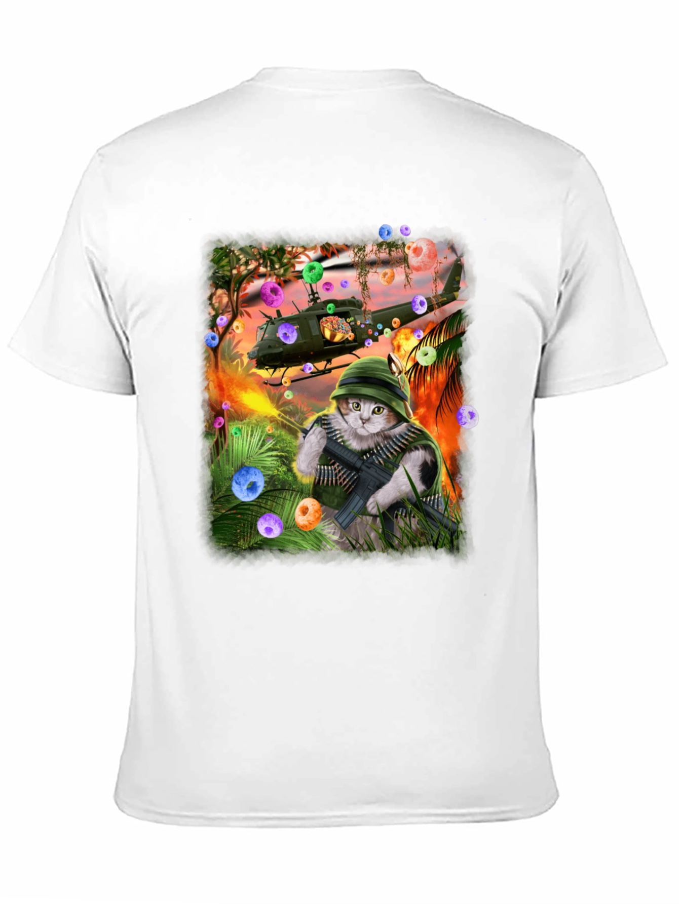 Black Funny Cat Warrior T-Shirt view 11